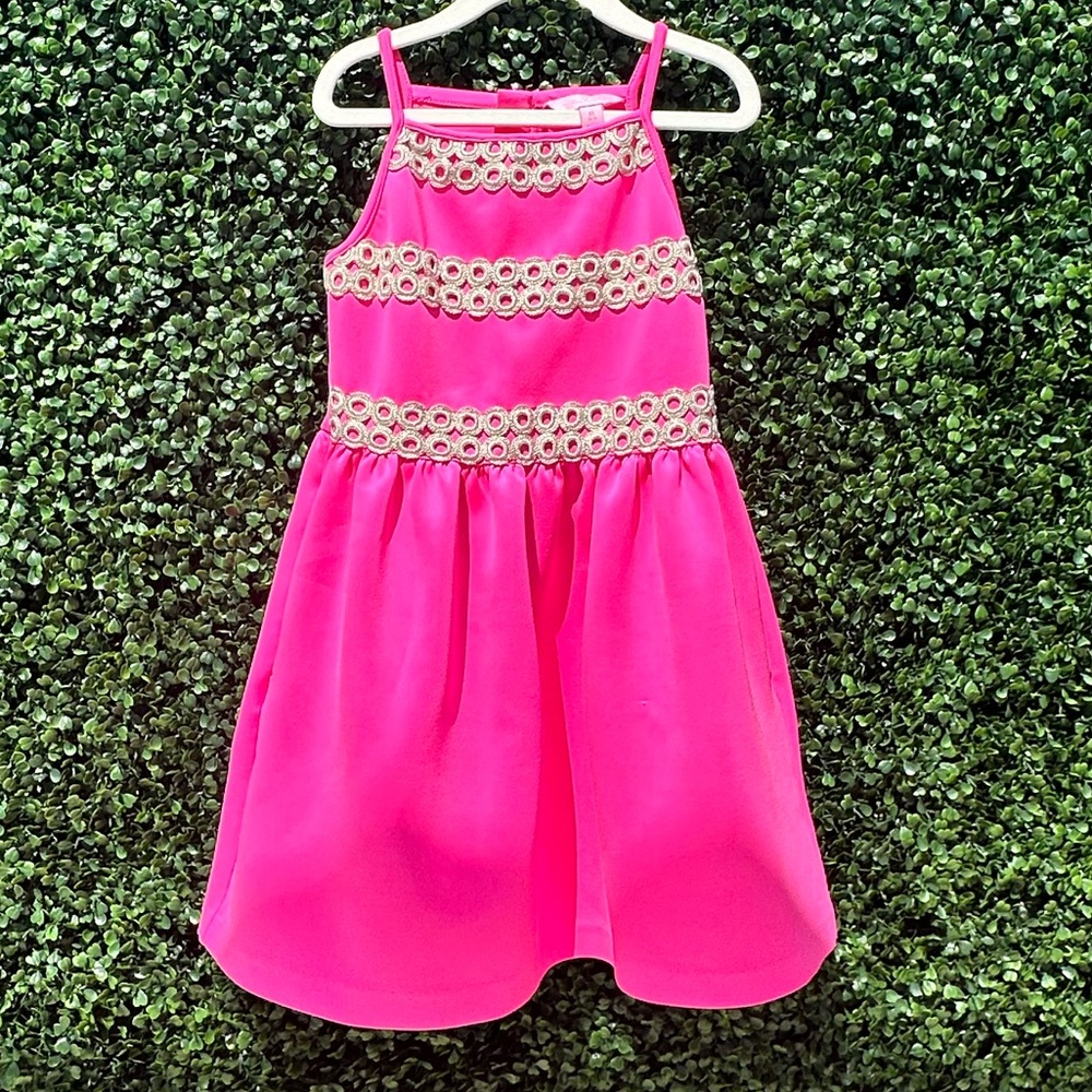 Lilly Pulitzer Elize Dress pink with gold detail - Size M (6-7)